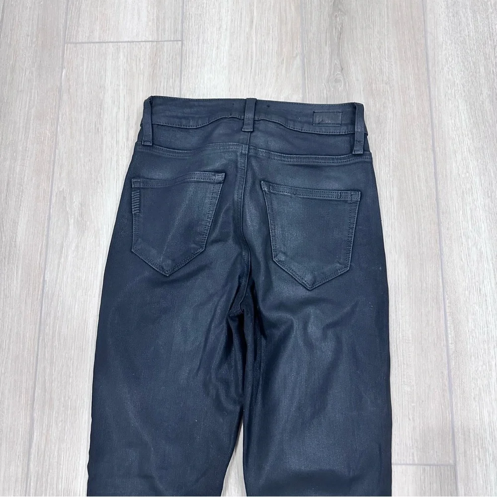 PAIGE coated cheeky high rise skinny jeans in black fog luke size 25